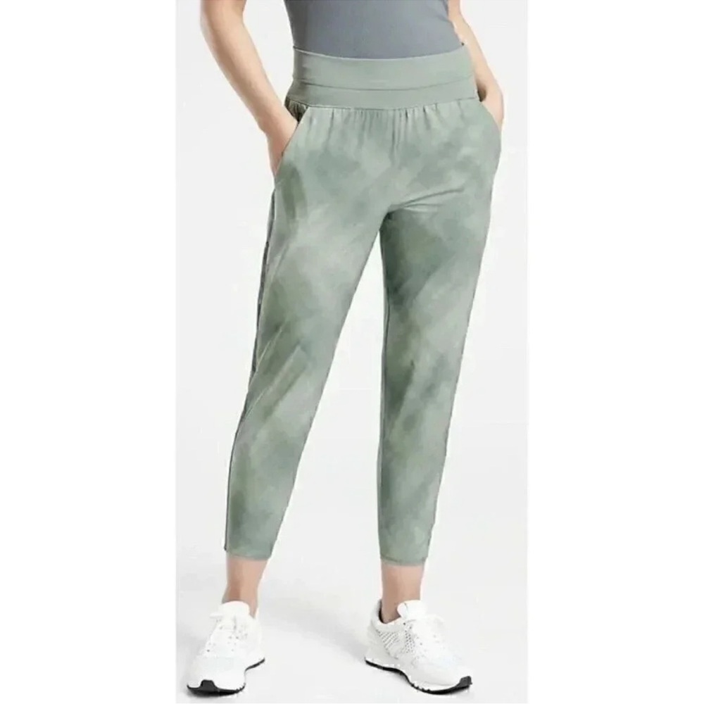Women’s Athleta Nolita Slim Tapered Printed Crop Pant Green Print Size 6